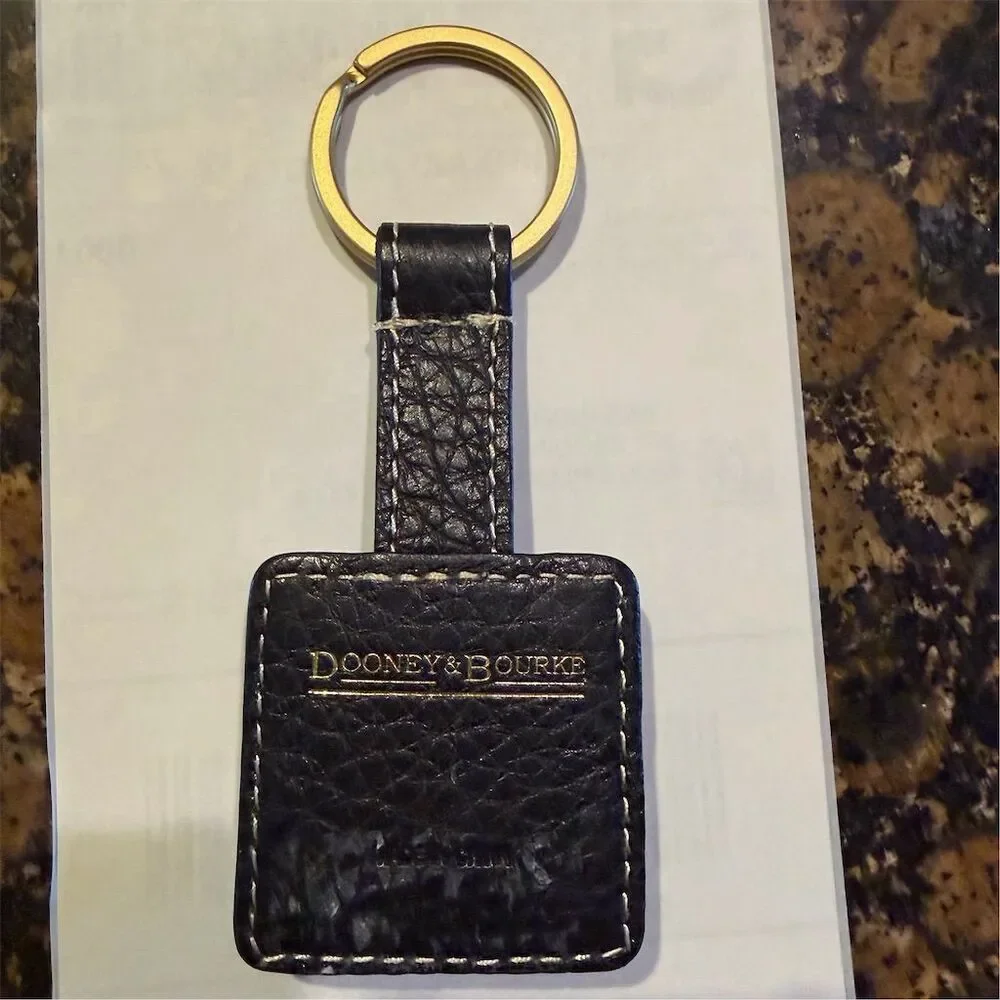 Dooney & Bourke Unisex Black Leather Keyring Keychain Detachable